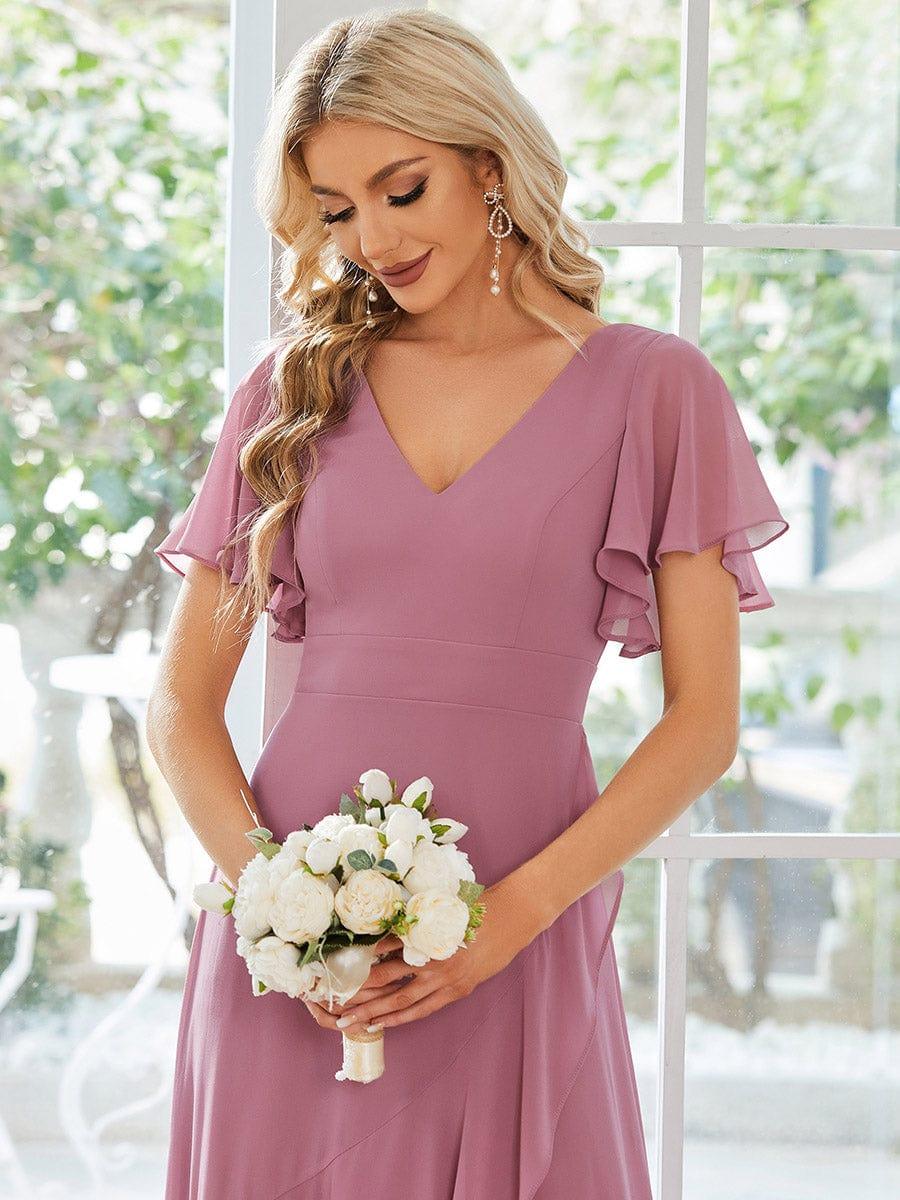 ever OREE|Charming Chiffon Bridesmaid Dress with Lotus Leaf Hemline (Final Sale)