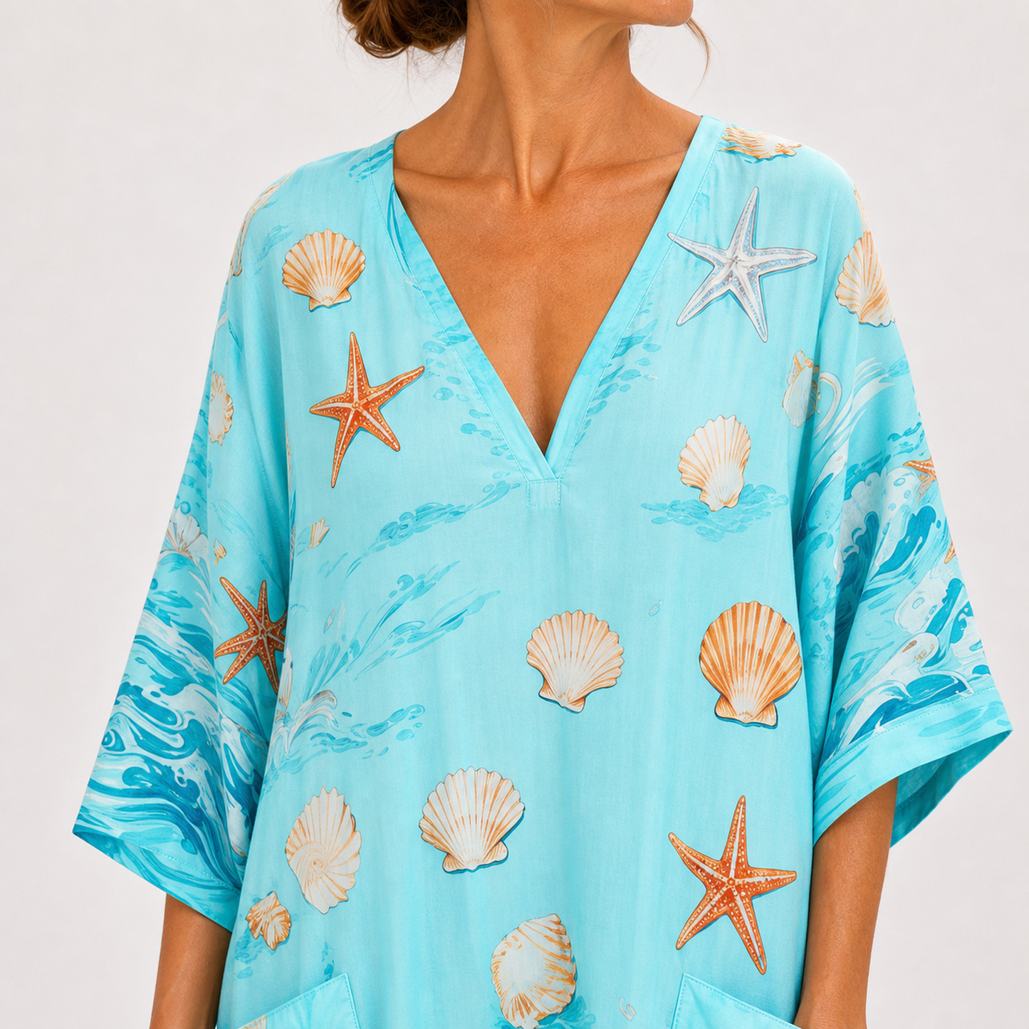 Chloe | Caftan Long Turquoise et Marine
