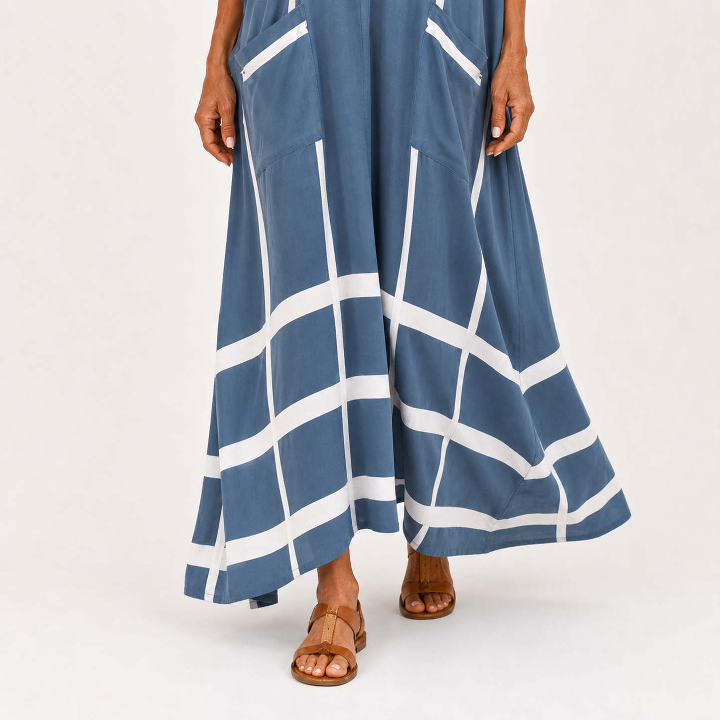 Cléo | Caftan Long à Rayures Bleues