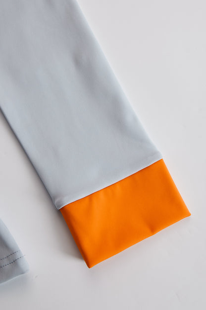 Fashionable Sporty Gray-blue Long-sleeved Half-zip Top And Trousers Set