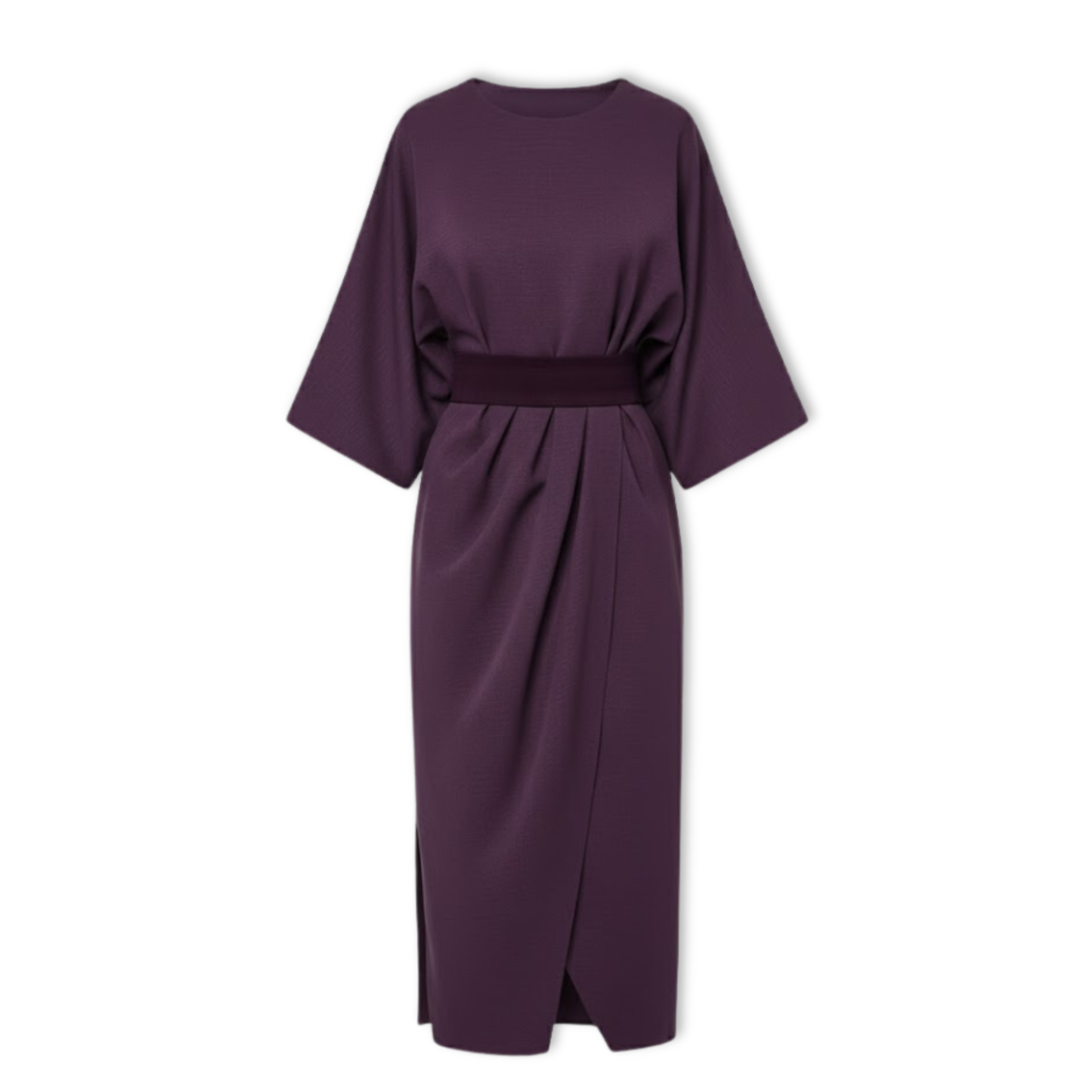 Robe longue femme à manches chauve-souris et taille marquée silhouette fluide