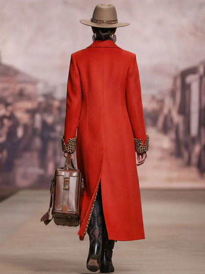 Lapel Single-breasted Leopard Print Coat