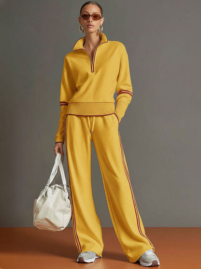 Ensemble Sport Chic Rétro – Demi-Zip & Pantalon