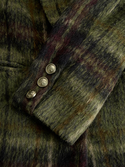 Retro Plaid Long Tweed Coat