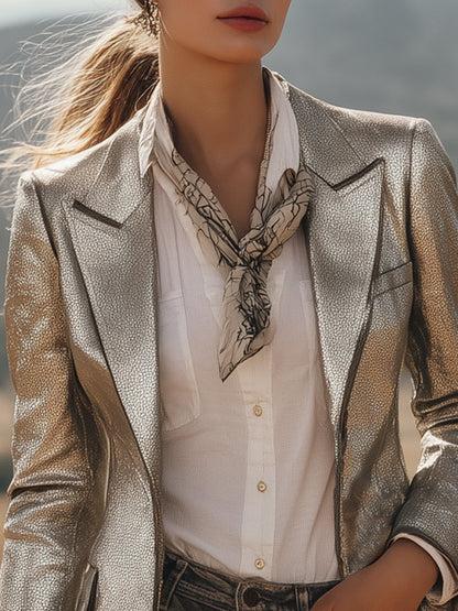 Modern And Cool Silver Suit Blazer