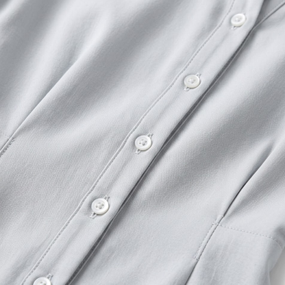 Robe Longue Évasée à Manches Courtes et Boutonnage pour Femmes