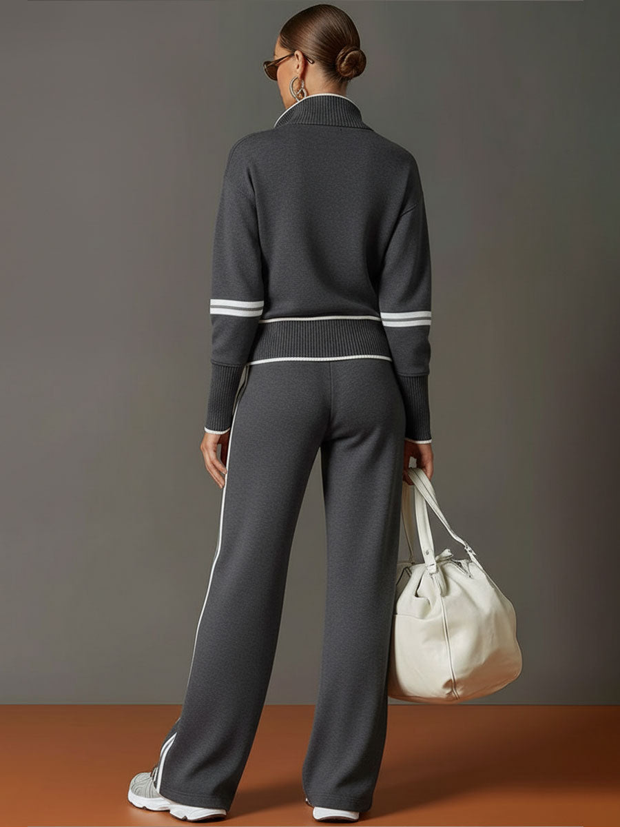 Ensemble Sport Chic Rétro – Demi-Zip & Pantalon
