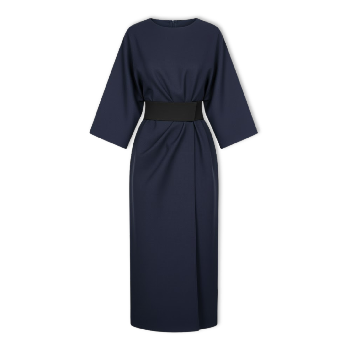 Robe longue femme à manches chauve-souris et taille marquée silhouette fluide