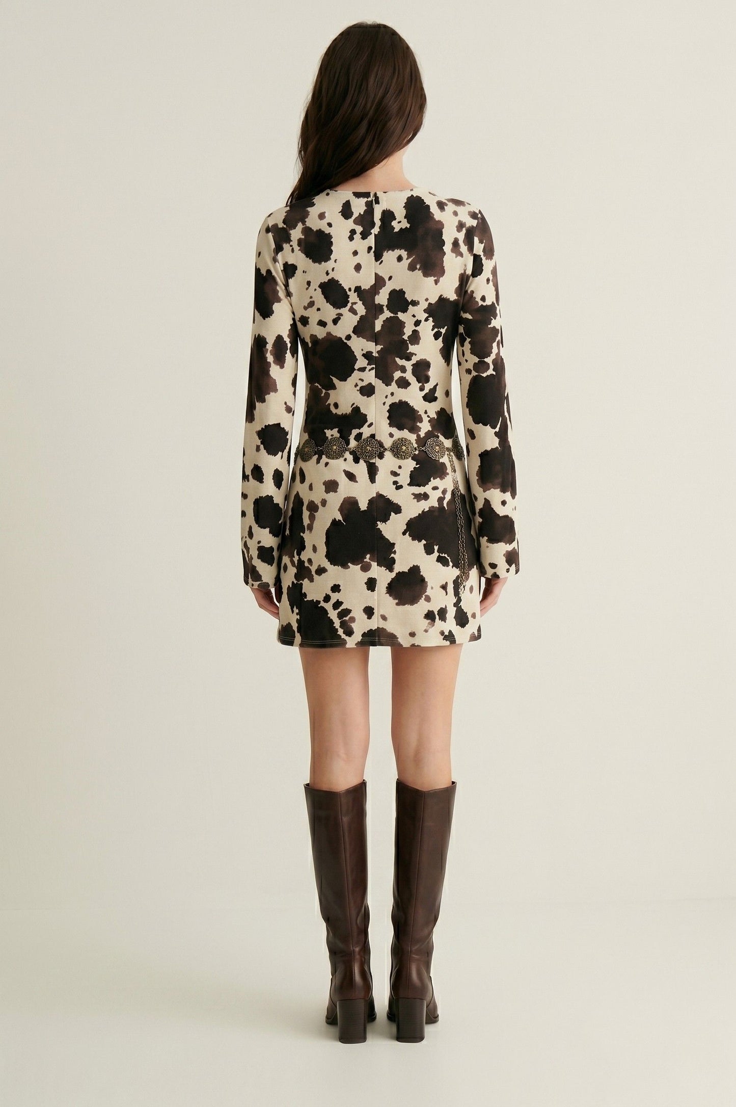 Robe Courte "Pony Express" – Imprimé Animal & Ceinture Bijou