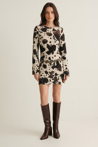 Robe Courte "Pony Express" – Imprimé Animal & Ceinture Bijou