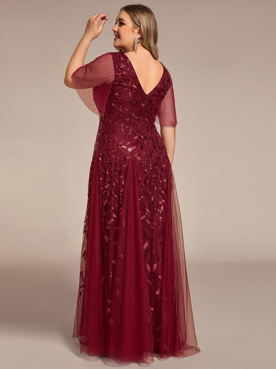 Robe Longue de Soirée Éclatante à Volants et Col en V Romantique