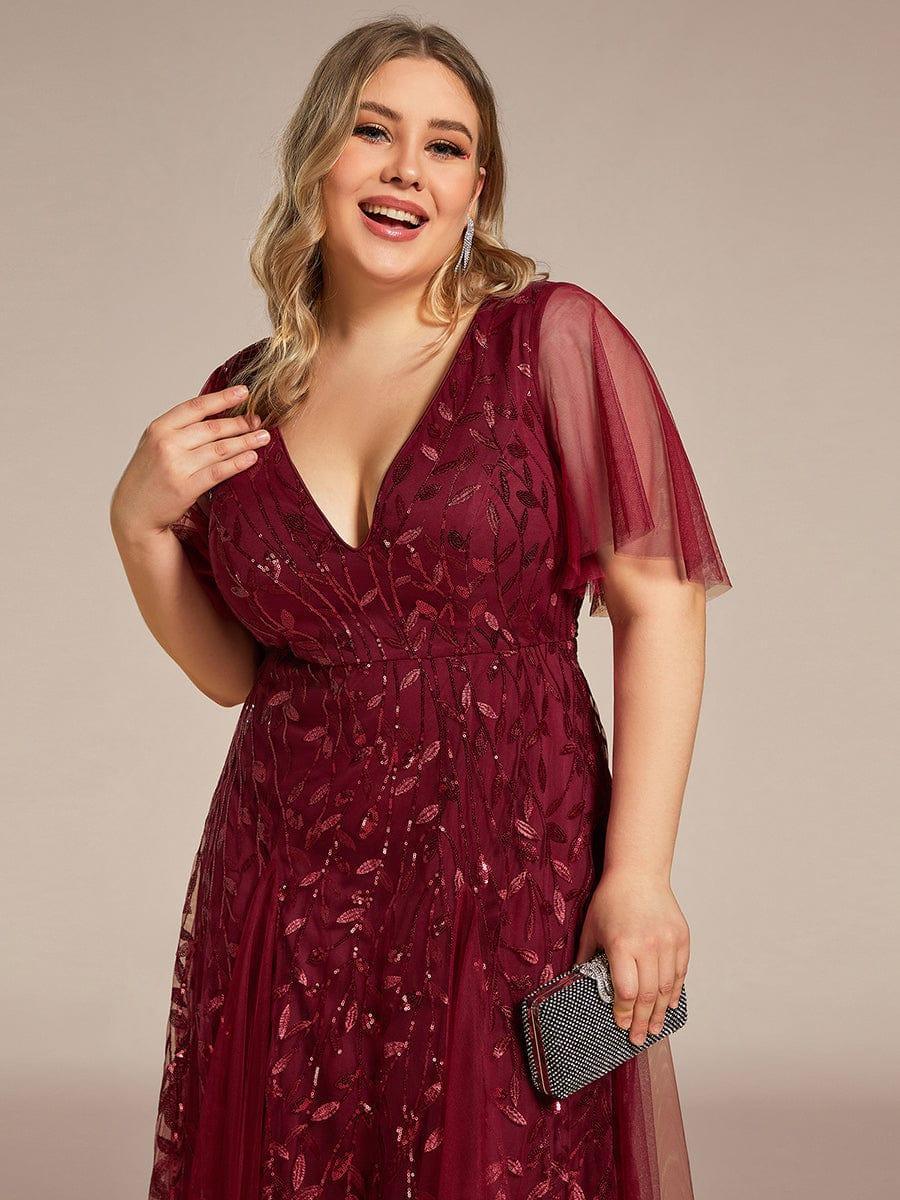 Robe Longue de Soirée Éclatante à Volants et Col en V Romantique