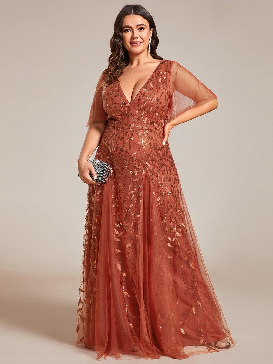 Robe Longue de Soirée Éclatante à Volants et Col en V Romantique
