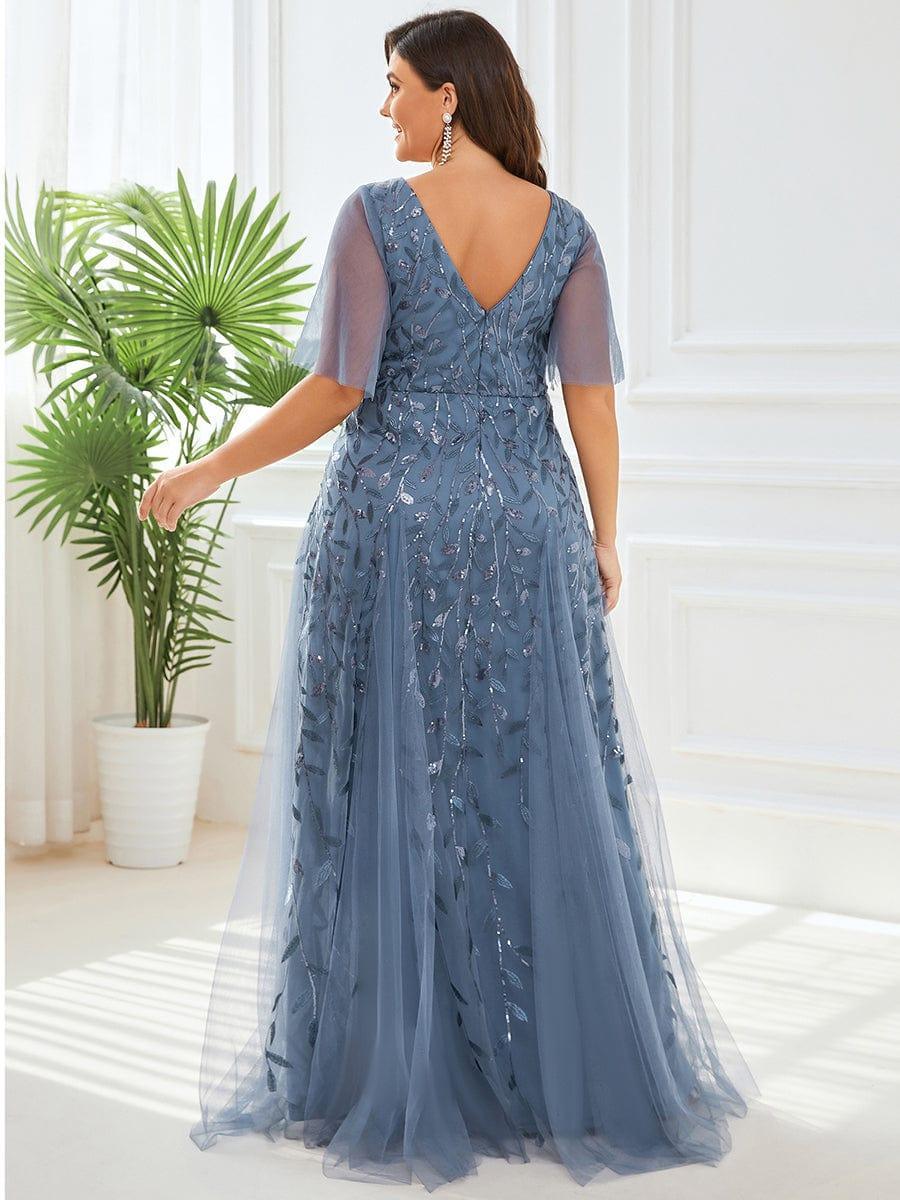 Robe Longue de Soirée Éclatante à Volants et Col en V Romantique