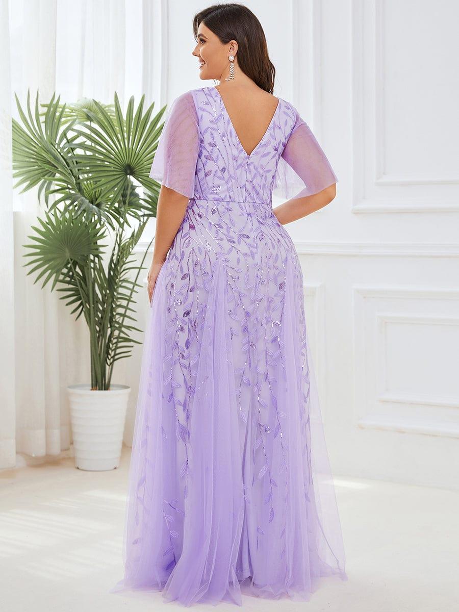Robe Longue de Soirée Éclatante à Volants et Col en V Romantique