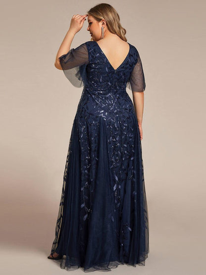 Robe Longue de Soirée Éclatante à Volants et Col en V Romantique