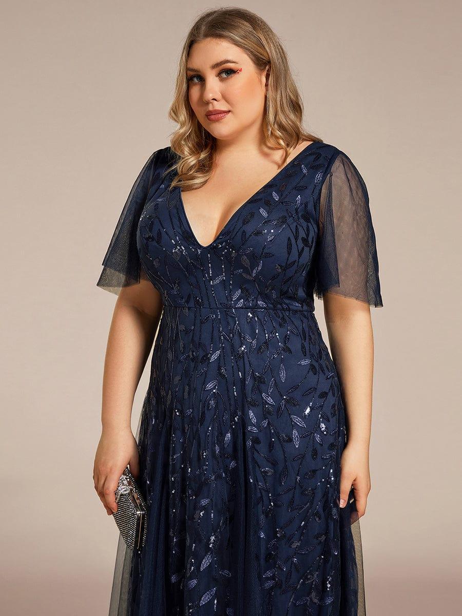 Robe Longue de Soirée Éclatante à Volants et Col en V Romantique
