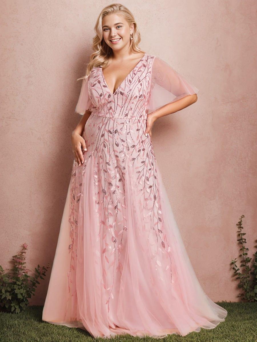 Robe Longue de Soirée Éclatante à Volants et Col en V Romantique