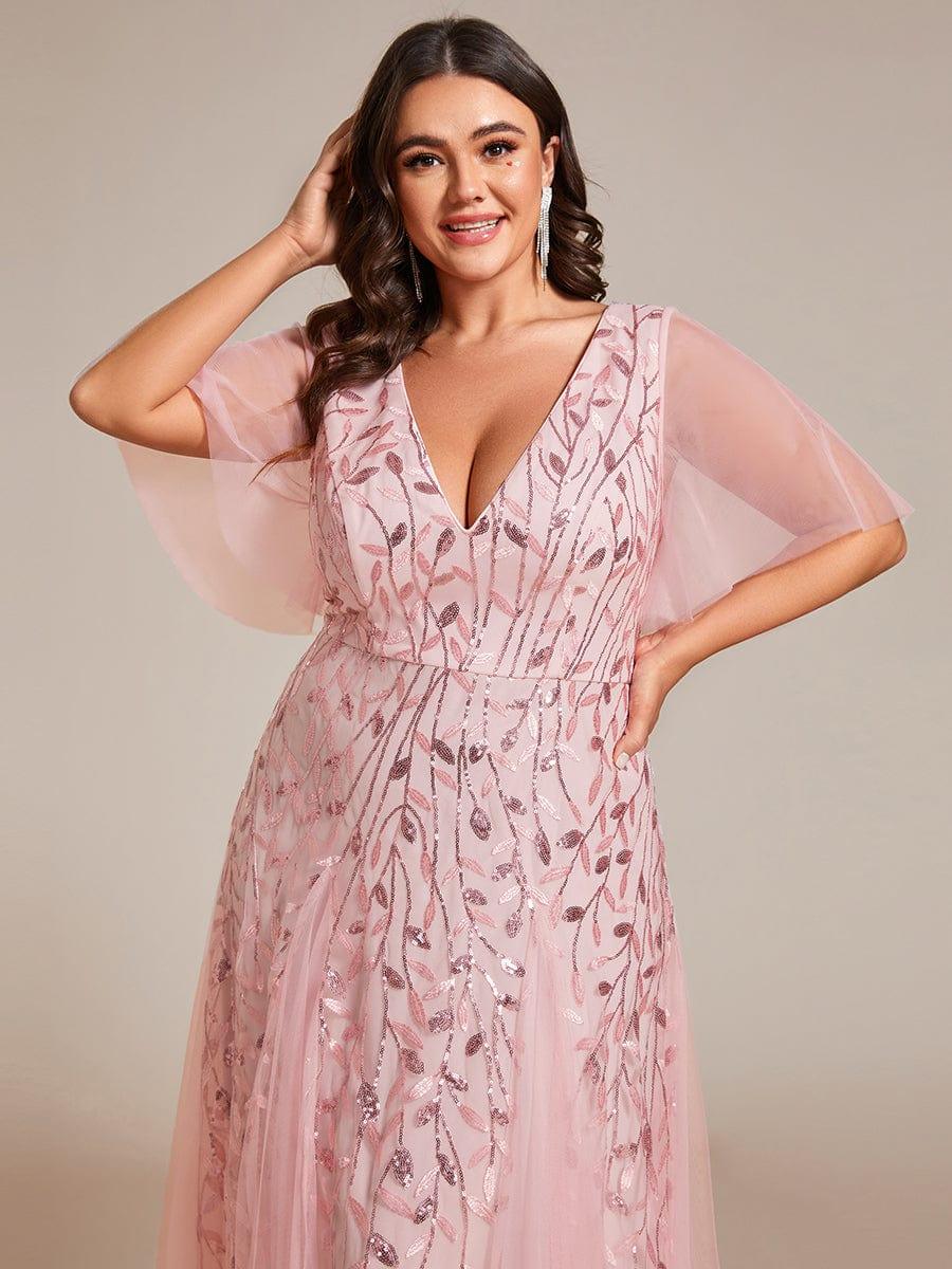 Robe Longue de Soirée Éclatante à Volants et Col en V Romantique