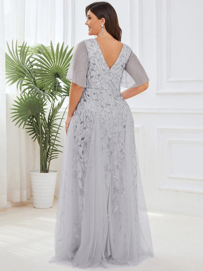 Robe Longue de Soirée Éclatante à Volants et Col en V Romantique