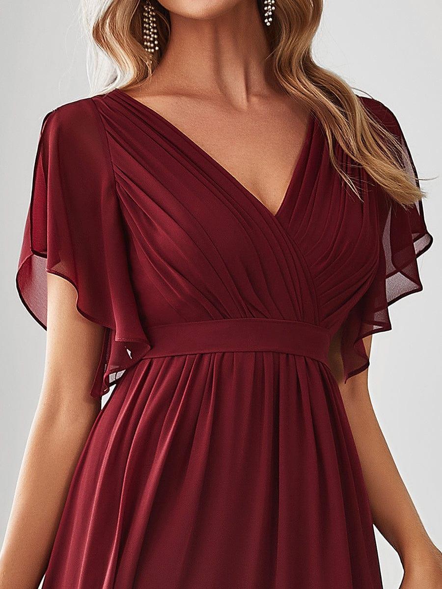 ever LEORA|V-Neck Flutter Sleeve Floor-Length A-Line Chiffon Evening Dress