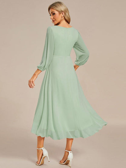 ever BRIAR|Elegant 3/4 Sleeve V-Neck High Low Chiffon Wedding Guest Dress
