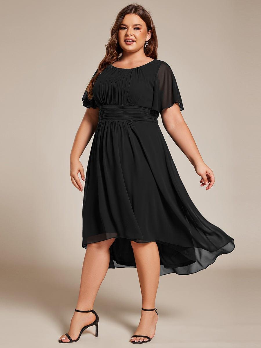 ever EDEN|Flowy Chiffon Round Neckline A-Line Knee Length Wedding Guest Dress