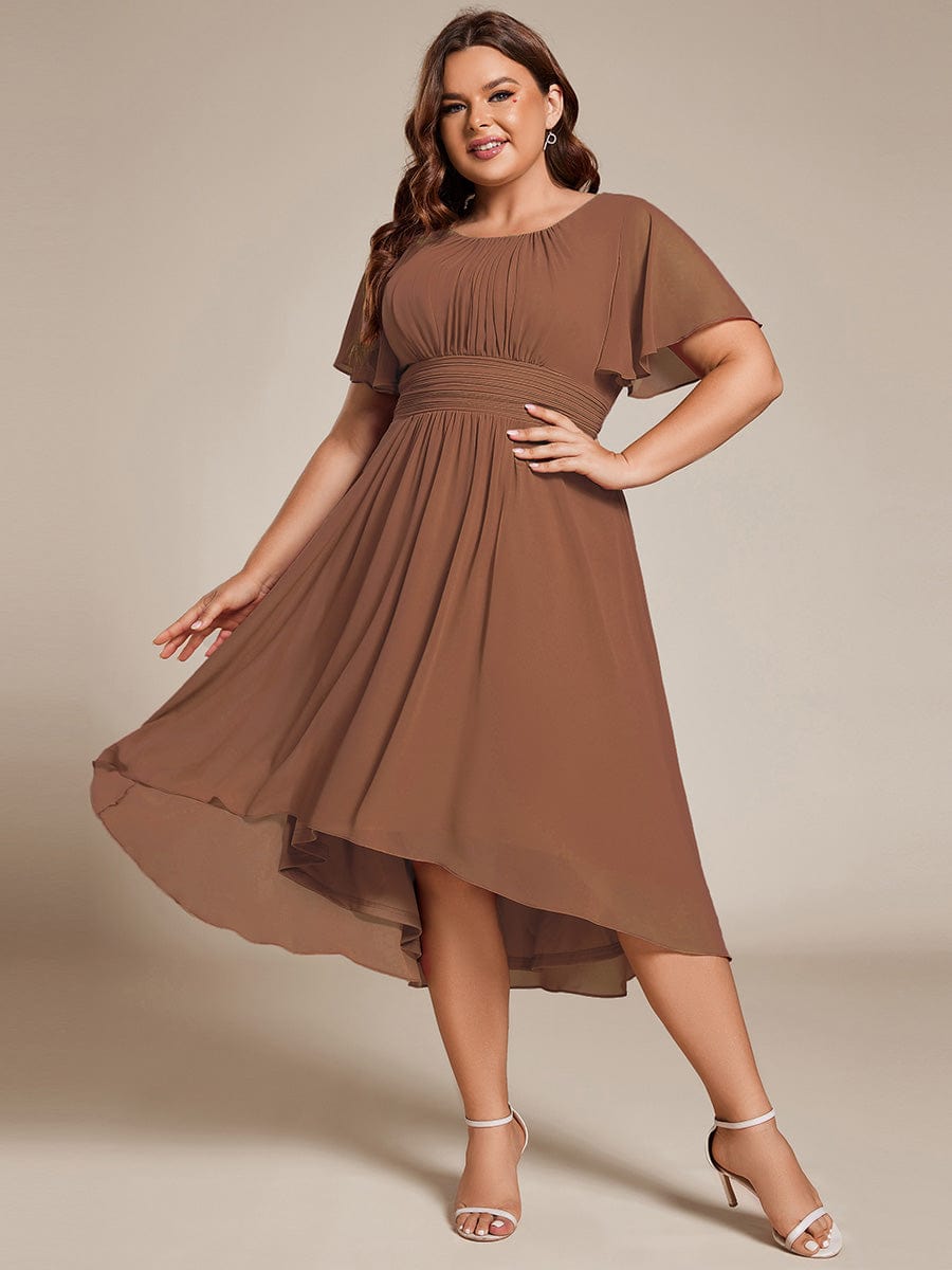 ever EDEN|Flowy Chiffon Round Neckline A-Line Knee Length Wedding Guest Dress