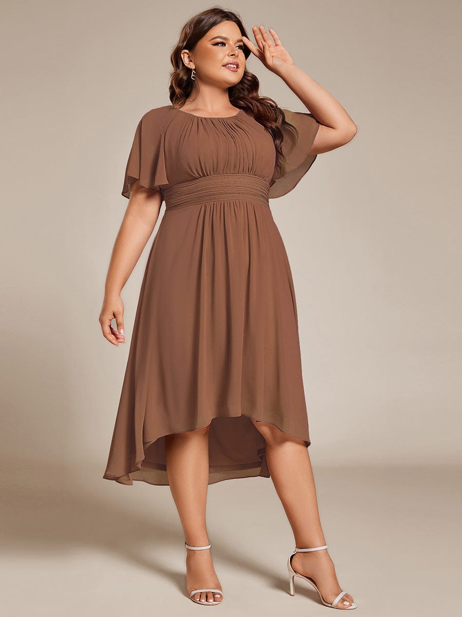 ever EDEN|Flowy Chiffon Round Neckline A-Line Knee Length Wedding Guest Dress