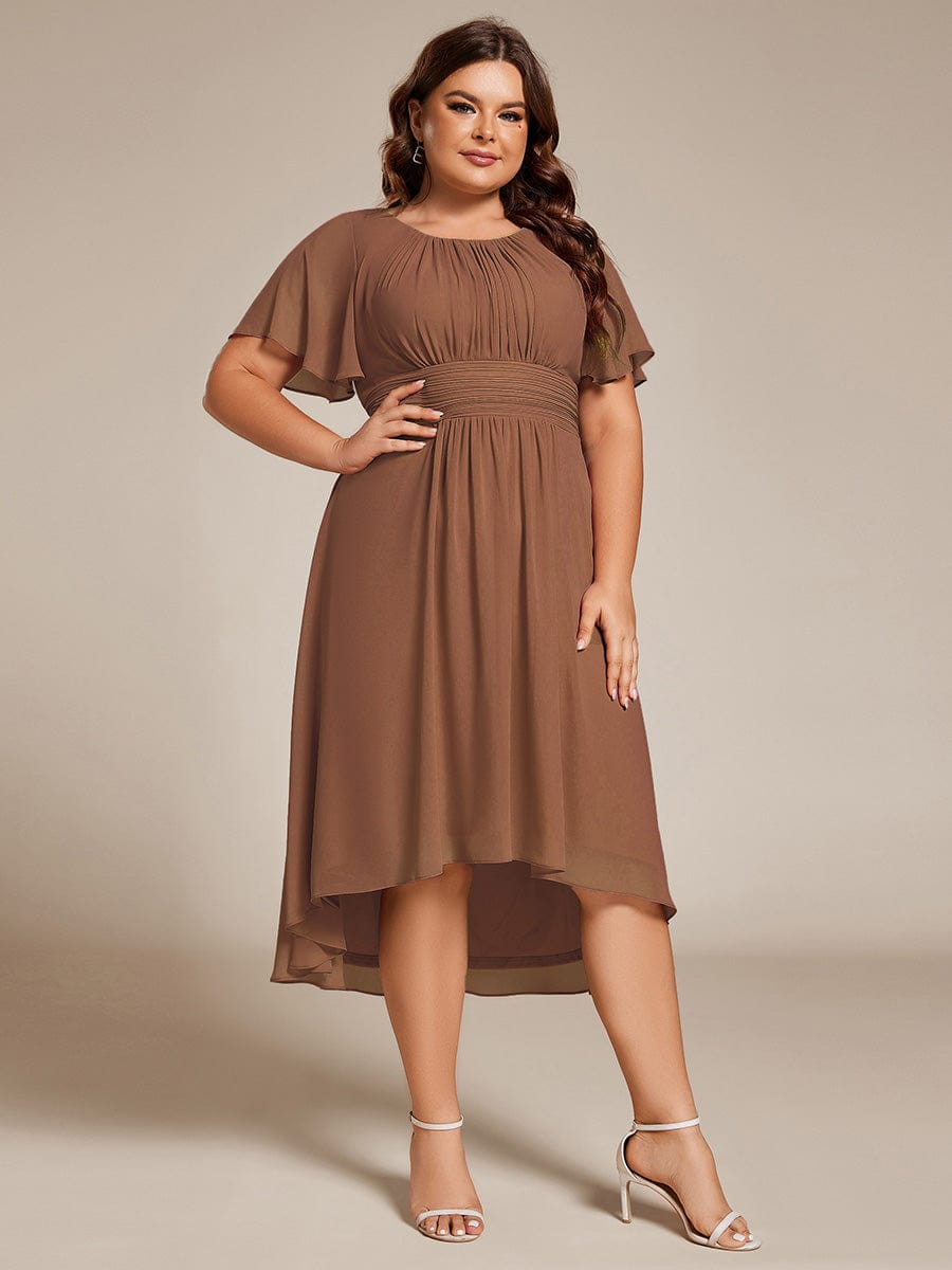 ever EDEN|Flowy Chiffon Round Neckline A-Line Knee Length Wedding Guest Dress