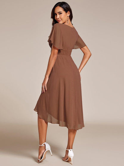 ever EDEN|Flowy Chiffon Round Neckline A-Line Knee Length Wedding Guest Dress