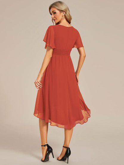 ever EDEN|Flowy Chiffon Round Neckline A-Line Knee Length Wedding Guest Dress
