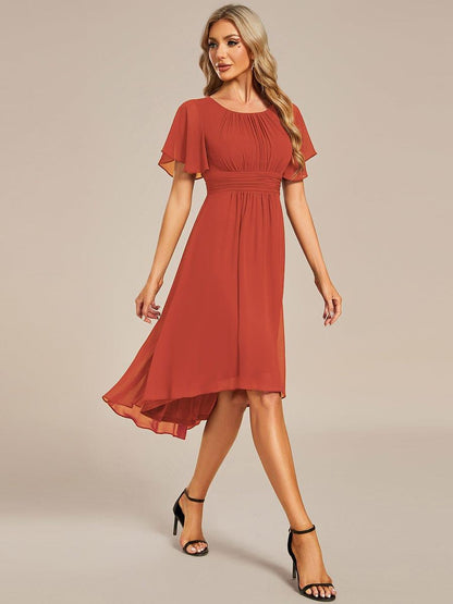 ever EDEN|Flowy Chiffon Round Neckline A-Line Knee Length Wedding Guest Dress
