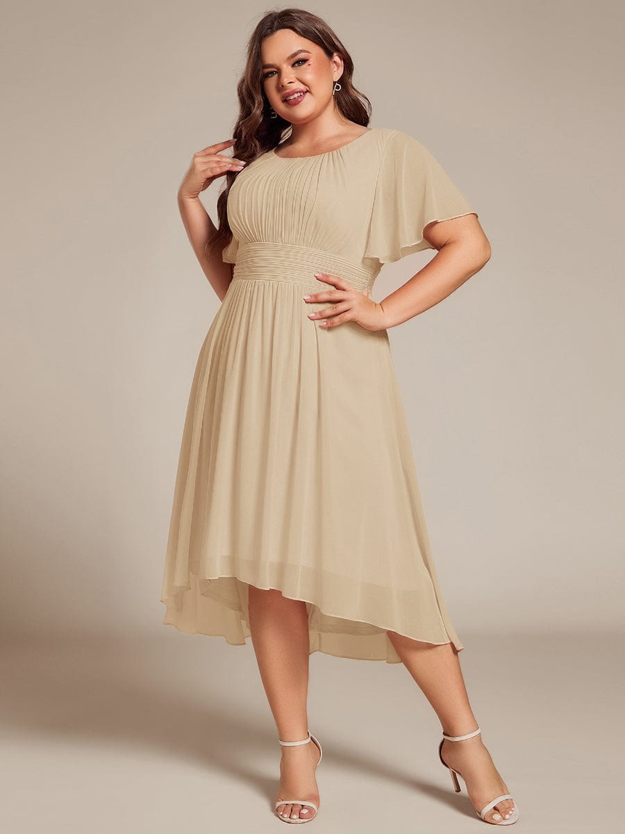 ever EDEN|Flowy Chiffon Round Neckline A-Line Knee Length Wedding Guest Dress