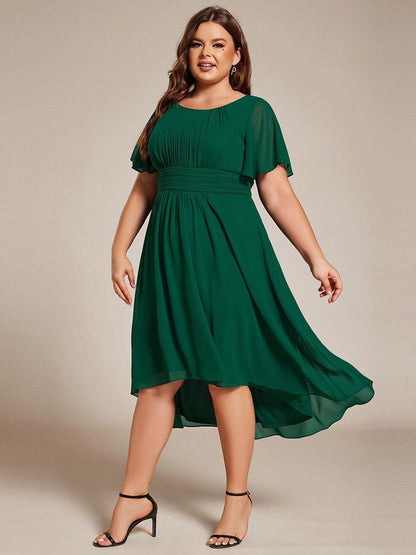 ever EDEN|Flowy Chiffon Round Neckline A-Line Knee Length Wedding Guest Dress