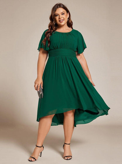 ever EDEN|Flowy Chiffon Round Neckline A-Line Knee Length Wedding Guest Dress