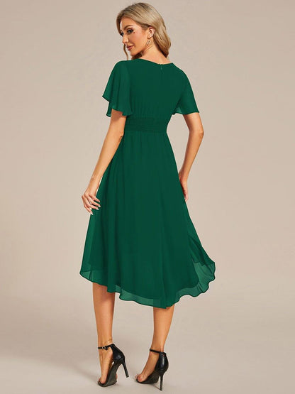ever EDEN|Flowy Chiffon Round Neckline A-Line Knee Length Wedding Guest Dress