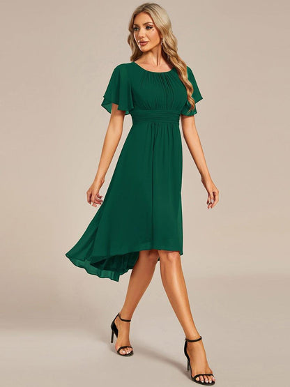 ever EDEN|Flowy Chiffon Round Neckline A-Line Knee Length Wedding Guest Dress