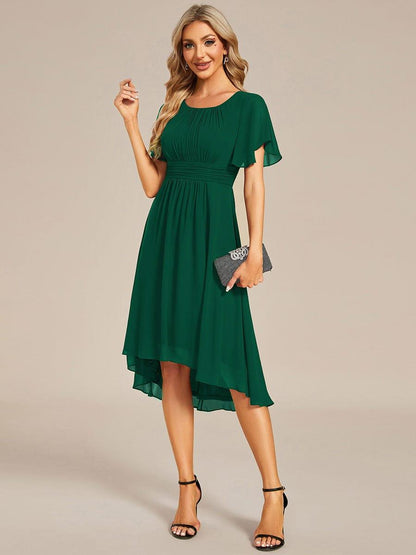 ever EDEN|Flowy Chiffon Round Neckline A-Line Knee Length Wedding Guest Dress