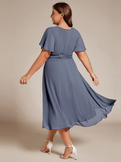 ever EDEN|Flowy Chiffon Round Neckline A-Line Knee Length Wedding Guest Dress
