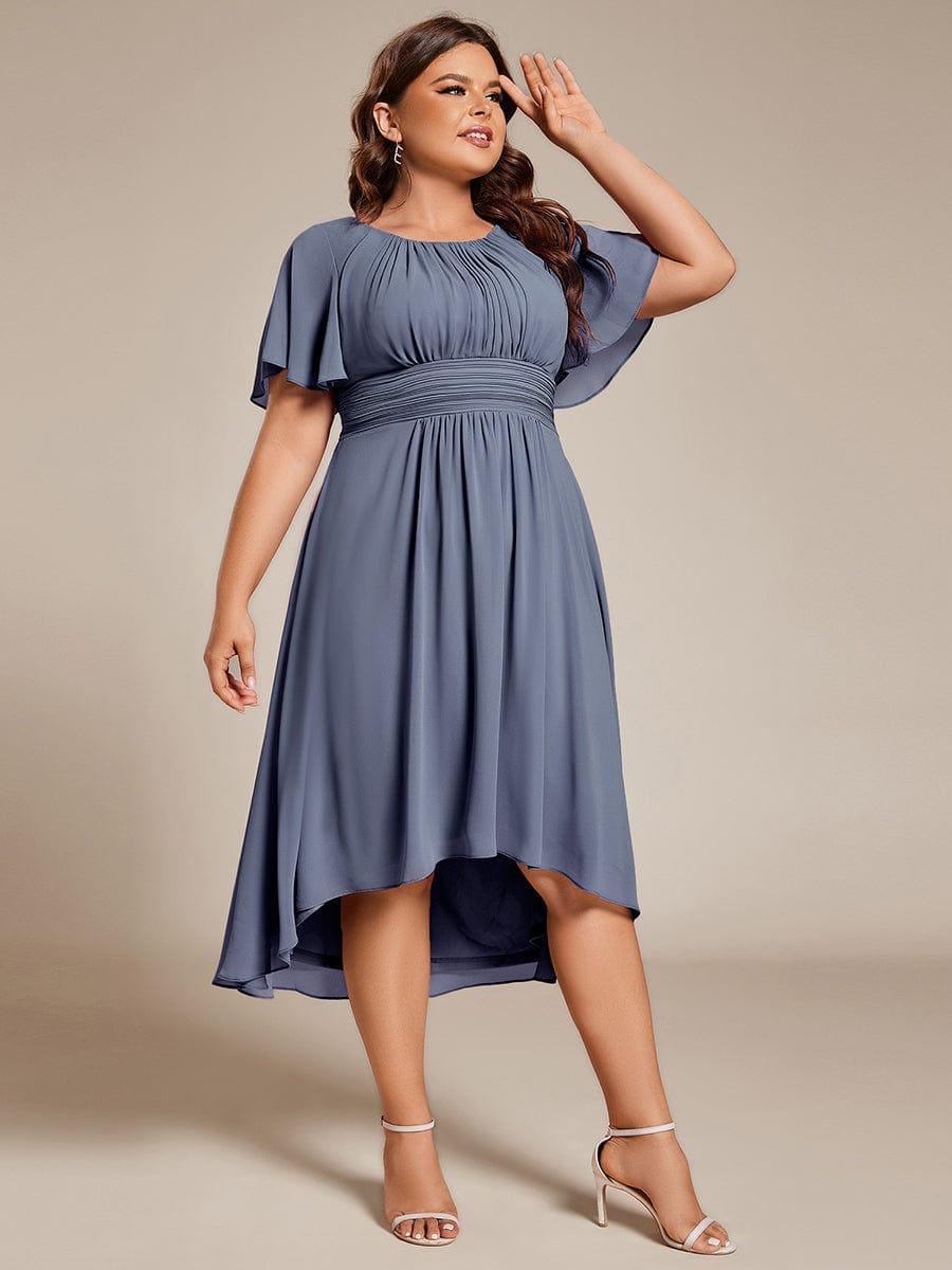ever EDEN|Flowy Chiffon Round Neckline A-Line Knee Length Wedding Guest Dress
