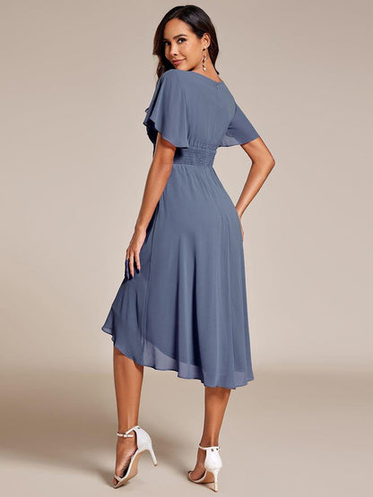ever EDEN|Flowy Chiffon Round Neckline A-Line Knee Length Wedding Guest Dress