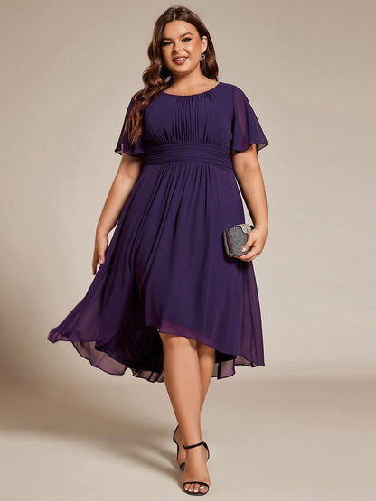 ever EDEN|Flowy Chiffon Round Neckline A-Line Knee Length Wedding Guest Dress