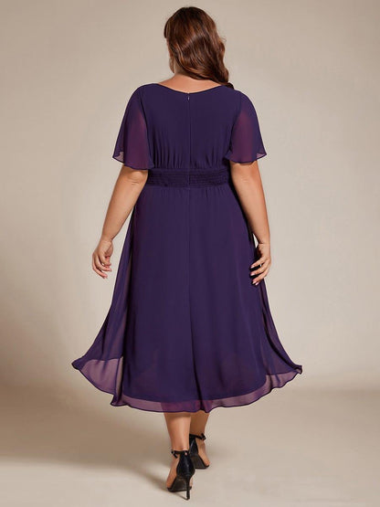 ever EDEN|Flowy Chiffon Round Neckline A-Line Knee Length Wedding Guest Dress