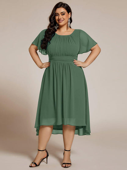 ever EDEN|Flowy Chiffon Round Neckline A-Line Knee Length Wedding Guest Dress
