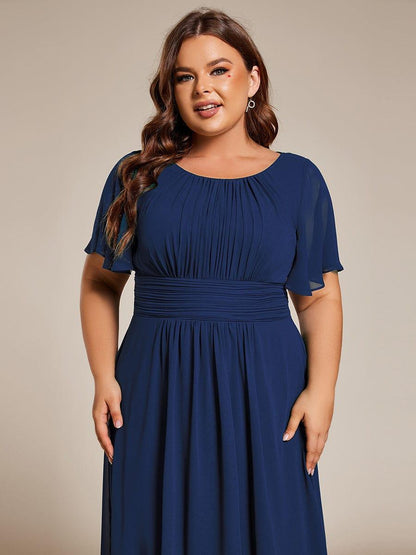 ever EDEN|Flowy Chiffon Round Neckline A-Line Knee Length Wedding Guest Dress