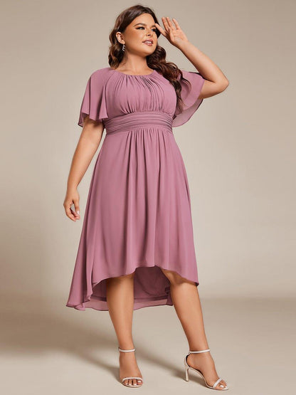 ever EDEN|Flowy Chiffon Round Neckline A-Line Knee Length Wedding Guest Dress
