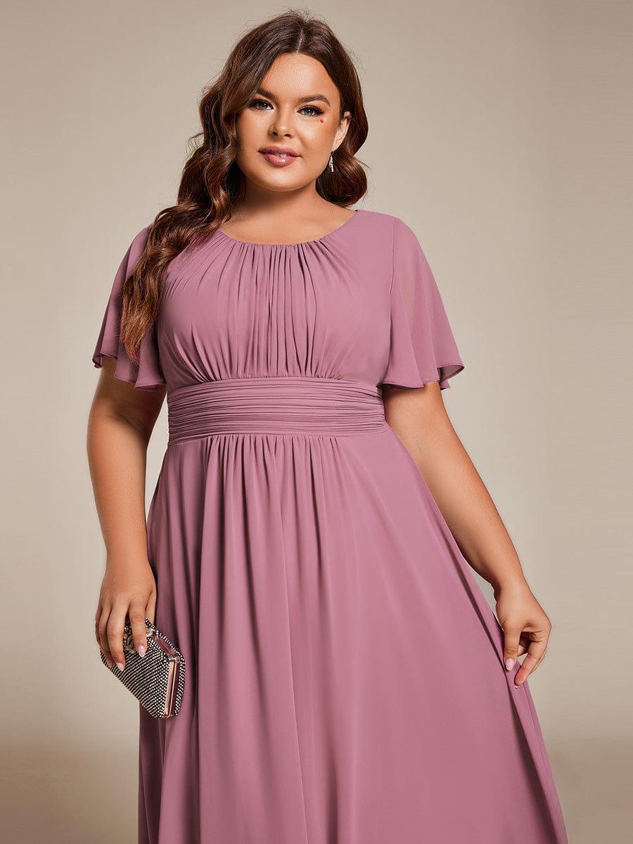 ever EDEN|Flowy Chiffon Round Neckline A-Line Knee Length Wedding Guest Dress