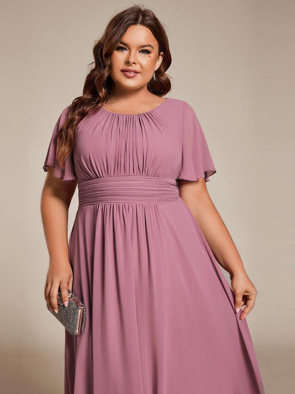 ever EDEN|Flowy Chiffon Round Neckline A-Line Knee Length Wedding Guest Dress