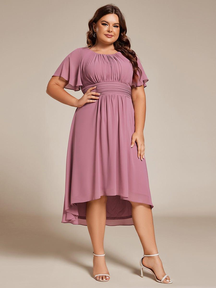 ever EDEN|Flowy Chiffon Round Neckline A-Line Knee Length Wedding Guest Dress
